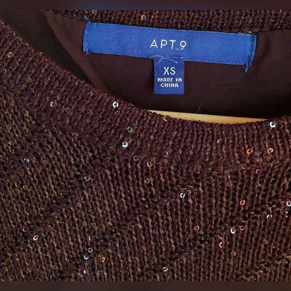 Apt. 9 Top Women’s XS Brown Asymmetrical Sparkly Lined Party - Picture 5 of 6
